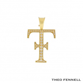 Theo Fennell Logo Yellow Gold Diamond Pendant 1.09ct